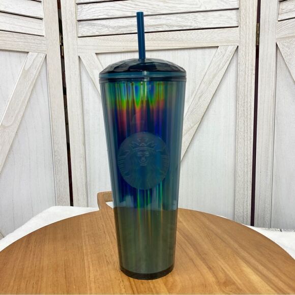 Starbucks Tumbler Ocean Kaleidoscope Venti 24OZ Iridescent Blue - Picture 1 of 10